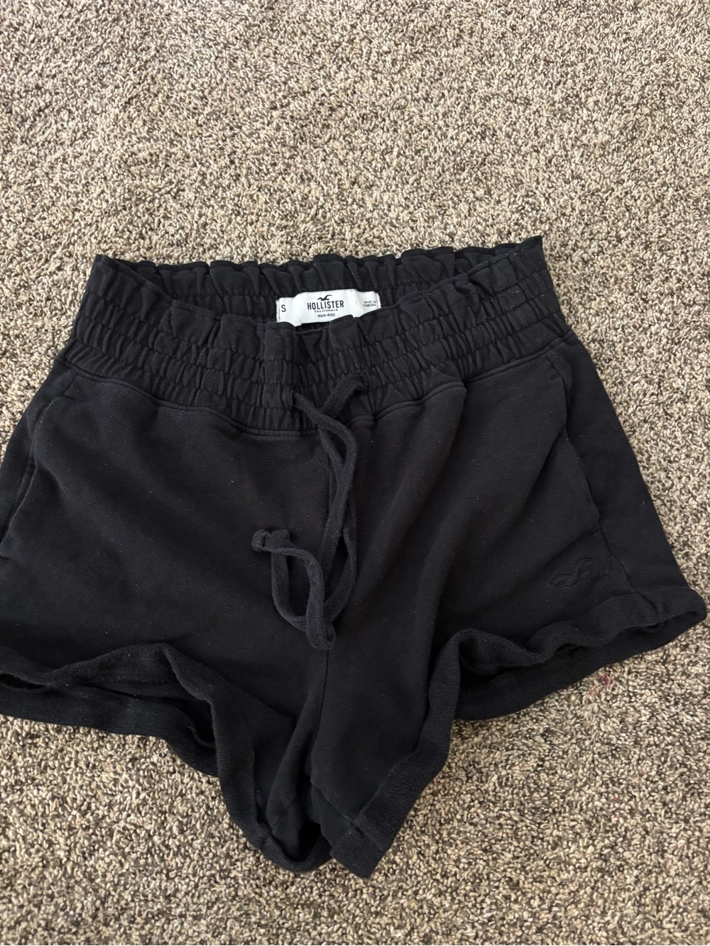 Hollister Black Women's Elastic Waist Lounge Shorts with Drawstring
